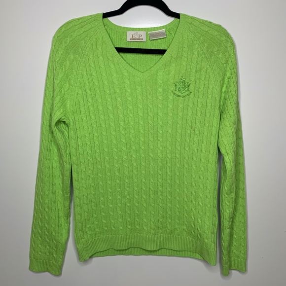 EP Pro Sweaters Ep Pro Women Lime Green Cable Knit Sweater Poshmark